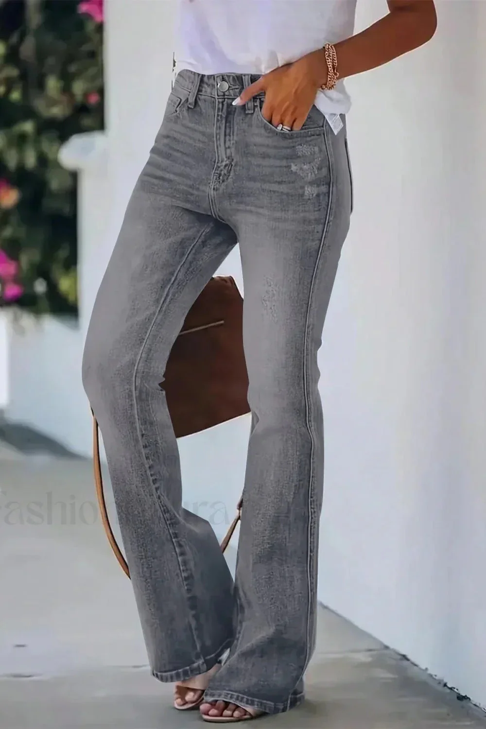 High Waist Flared Denim Jeans - Image 8