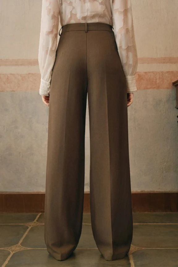High Waist Fluid Long Straight Pants - Image 11