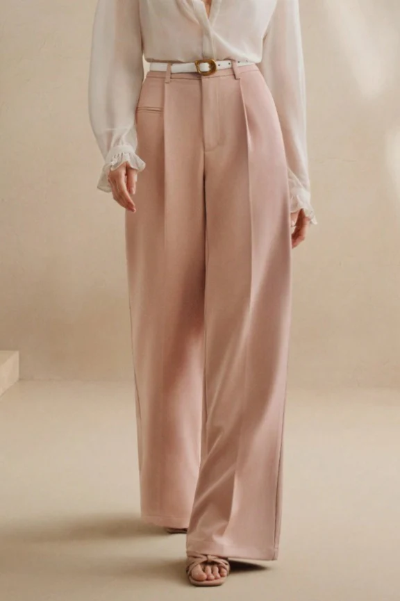 High Waist Fluid Long Straight Pants - Image 12