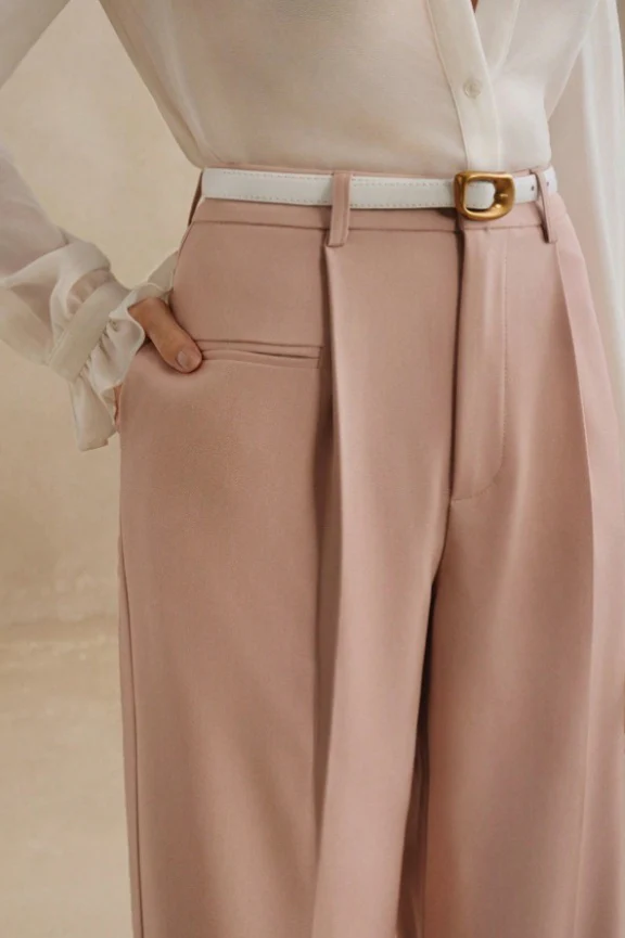 High Waist Fluid Long Straight Pants - Image 13