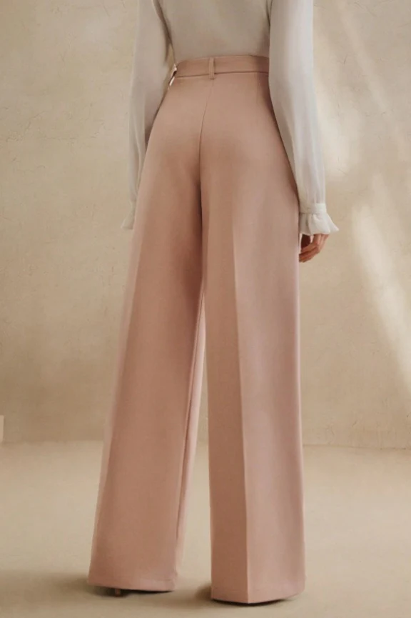 High Waist Fluid Long Straight Pants - Image 14