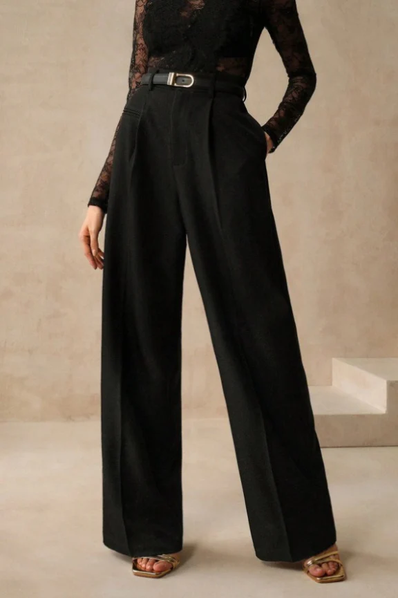 High Waist Fluid Long Straight Pants - Image 7