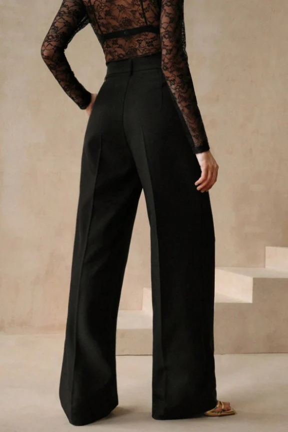 High Waist Fluid Long Straight Pants - Image 8