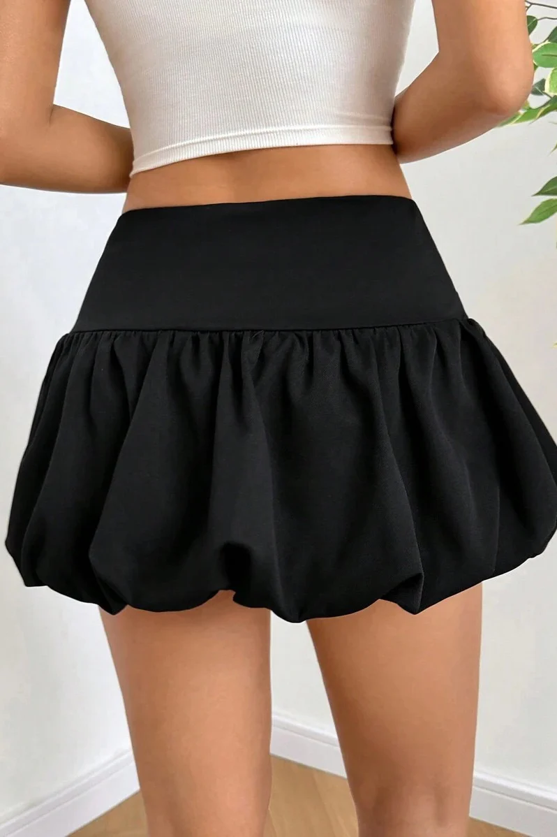 High Waist Lined Anti-Exposure Bubble Mini Skirt - Image 7