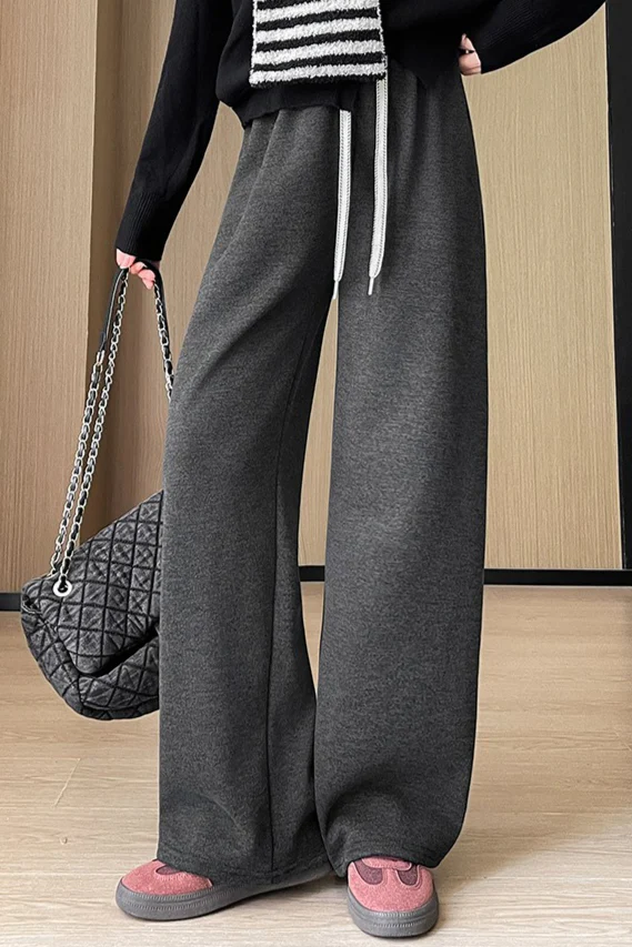 High Waist Plush Draped Knit Pants - Image 7