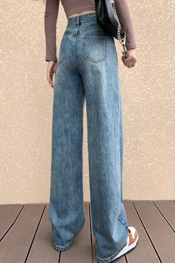 High Waist Relaxed Fluid Straight Jeans - Image 6
