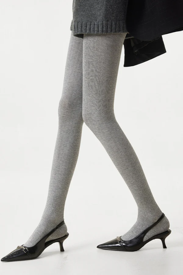 High Waist Solid Slimming Vertical Stripe Tights - Image 8