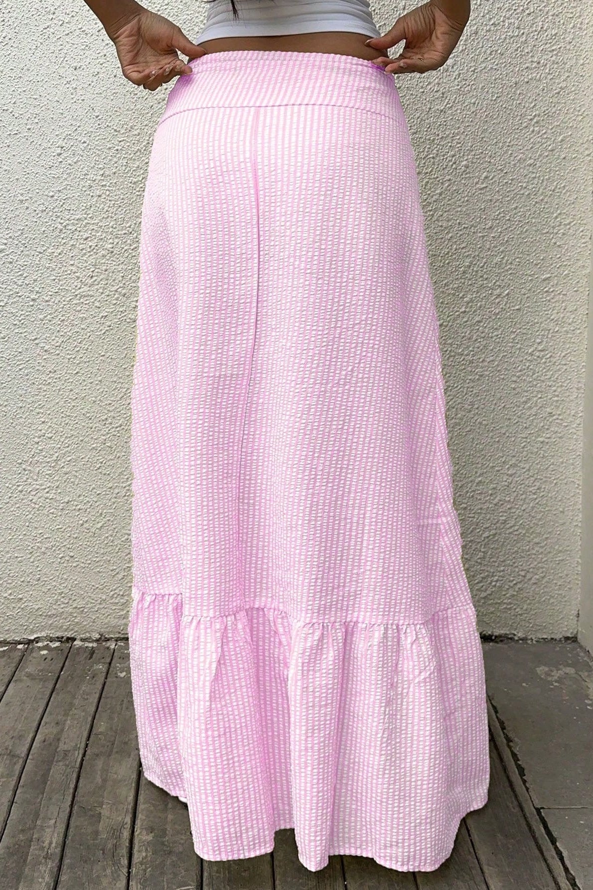 High-Waisted Striped Casual Skirt - Image 5