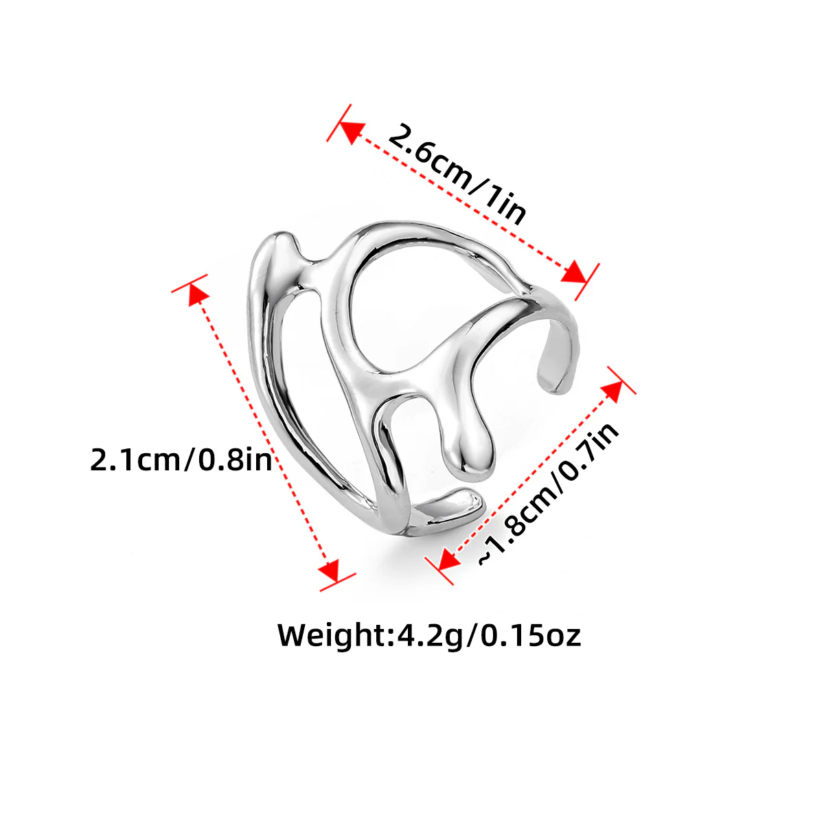 Hollow Geometric Irregular Open Knuckle Ring - Image 9