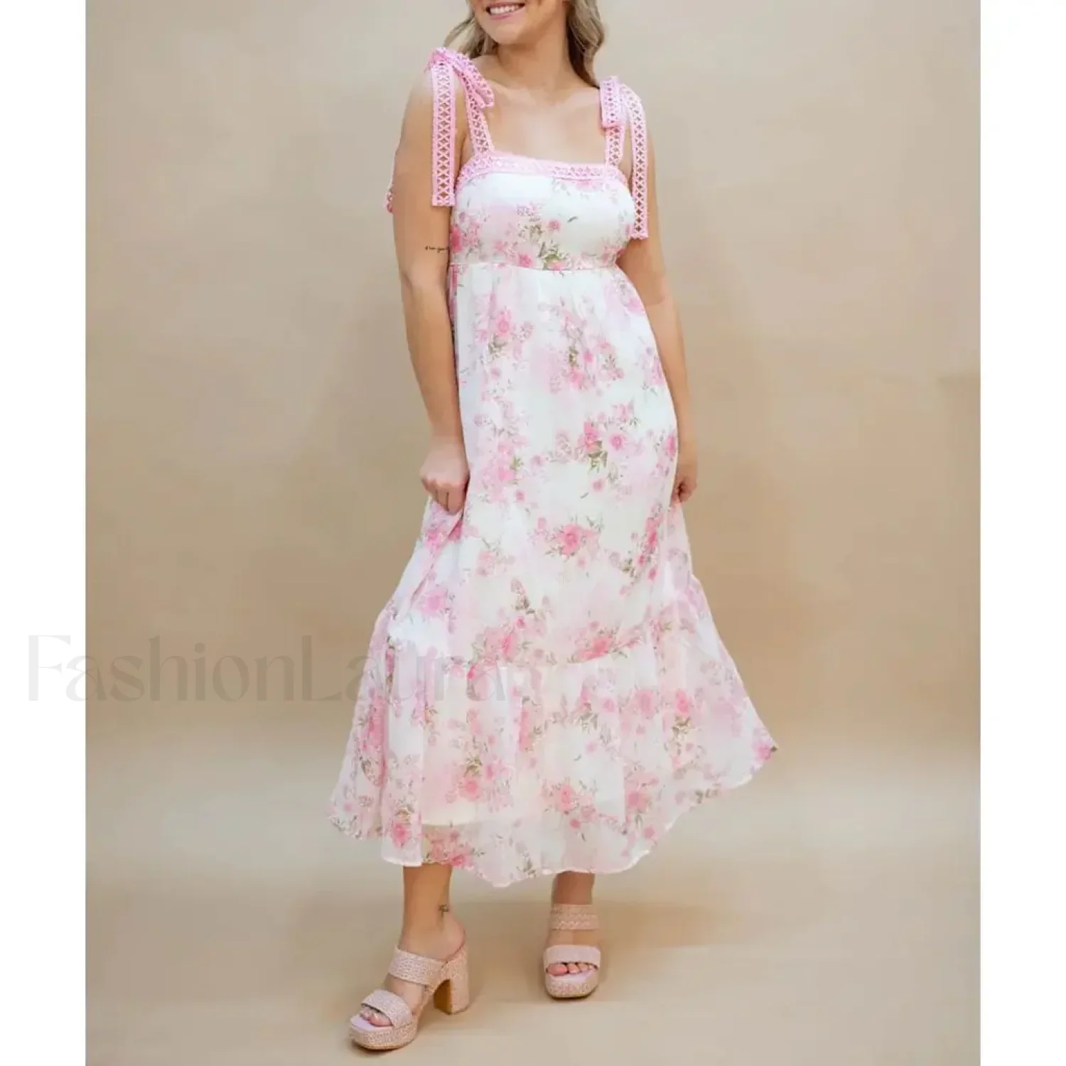 Hollow-Out Square-Neck Midi Dress - Image 12