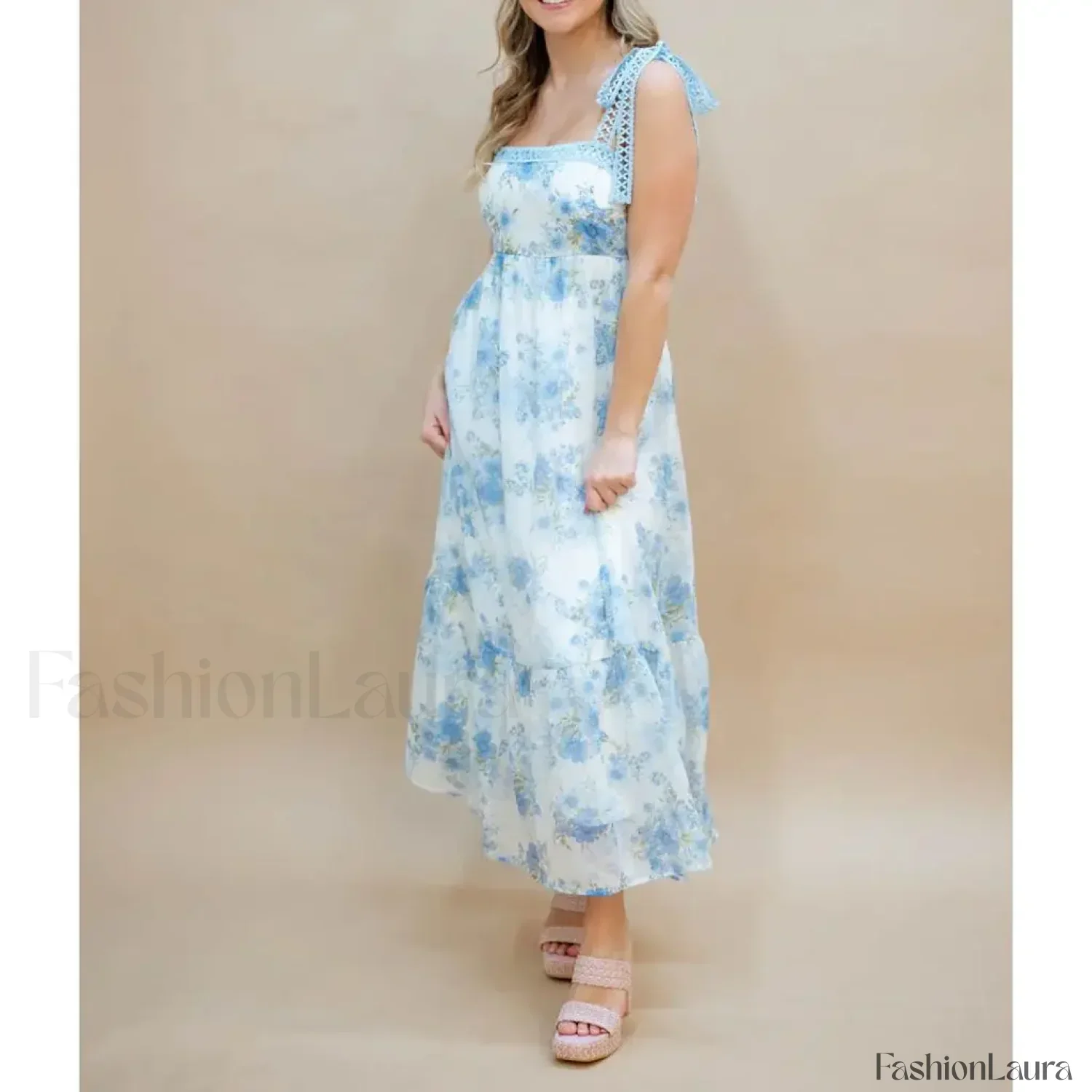 Hollow-Out Square-Neck Midi Dress - Image 14