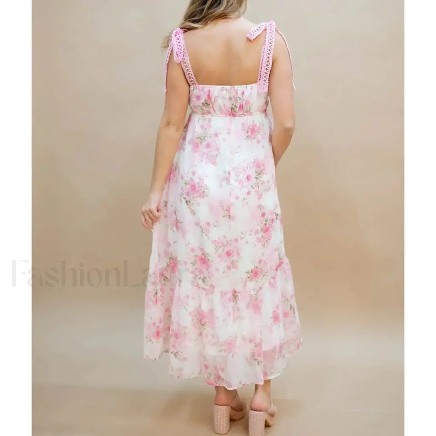 Hollow-Out Square-Neck Midi Dress - Image 3