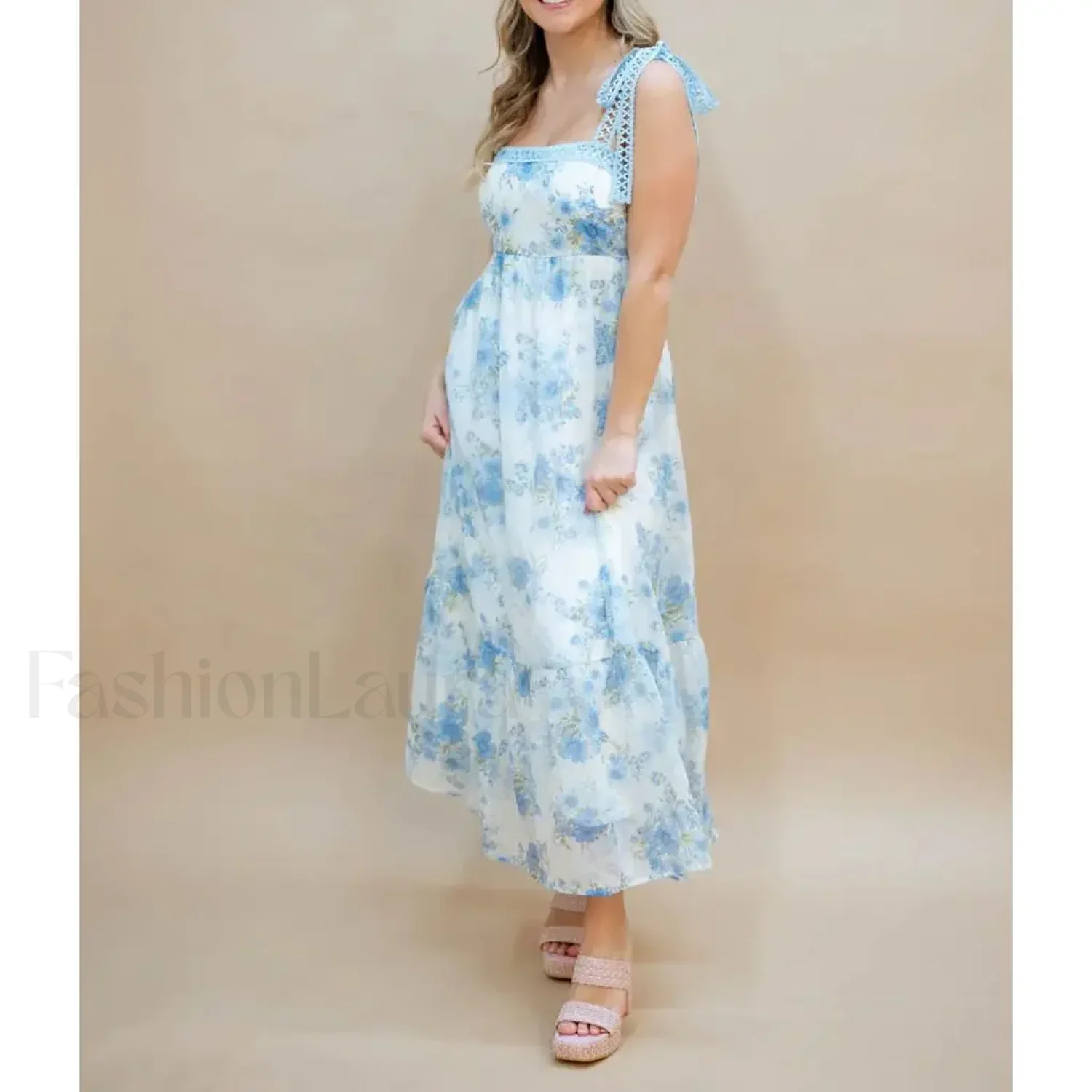 Hollow-Out Square-Neck Midi Dress - Image 5
