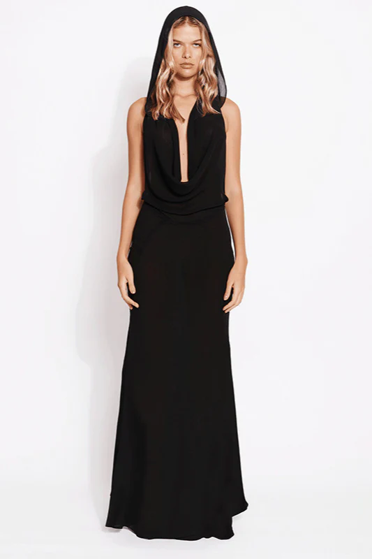 Hooded Deep V Backless Bodycon Dress