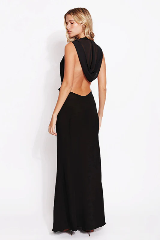 Hooded Deep V Backless Bodycon Dress - Image 4