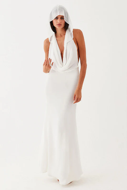Hooded Deep V Backless Bodycon Dress - Image 6