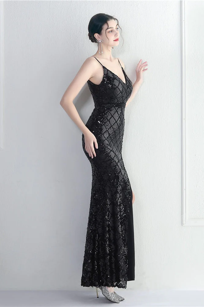 Iridescent Sequin Slit Bodycon Maxi Dress - Image 13