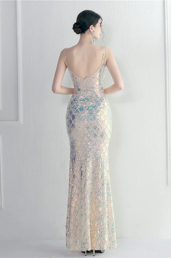 Iridescent Sequin Slit Bodycon Maxi Dress - Image 8