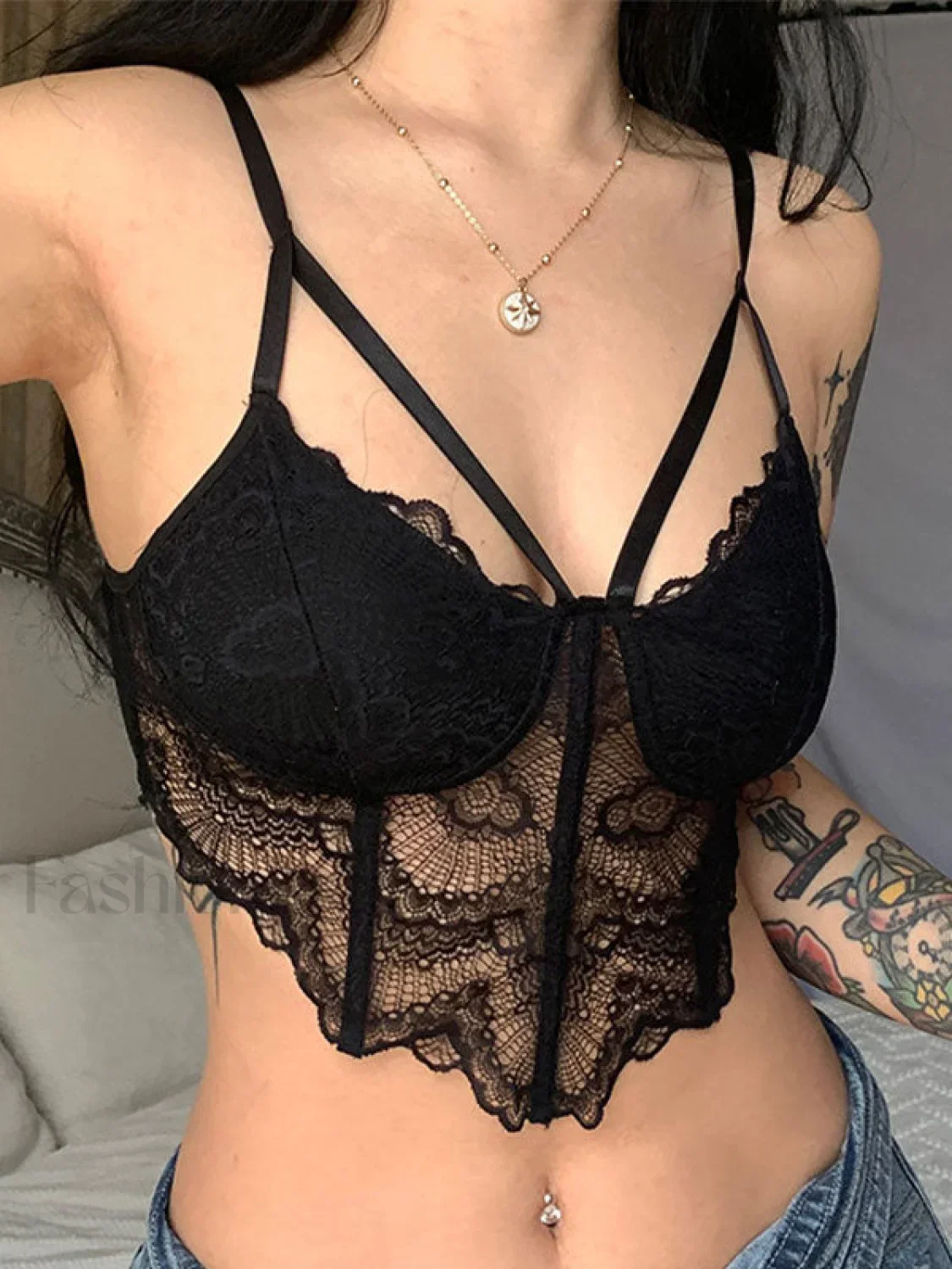 Irregular Lace Corset Top - Image 3
