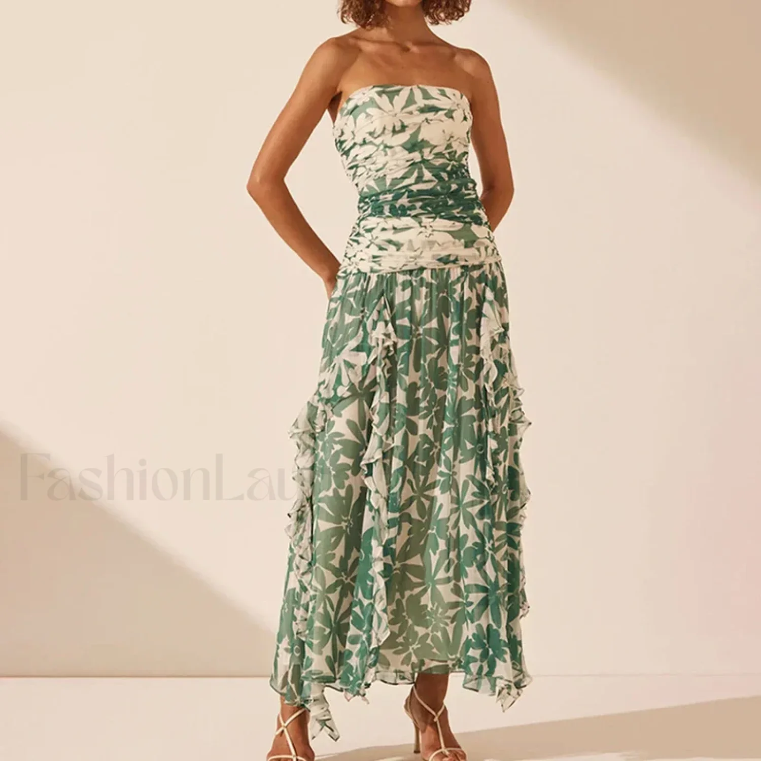 Irregular Print Chiffon Midi Dress - Image 12