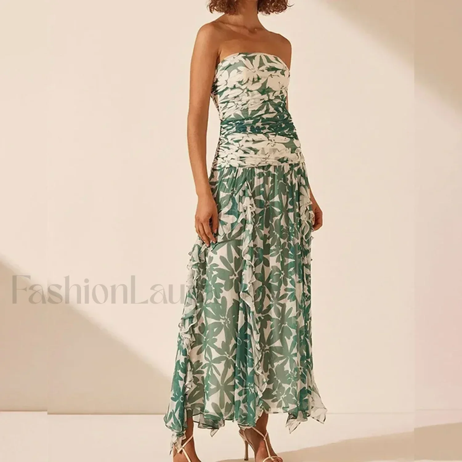 Irregular Print Chiffon Midi Dress - Image 2