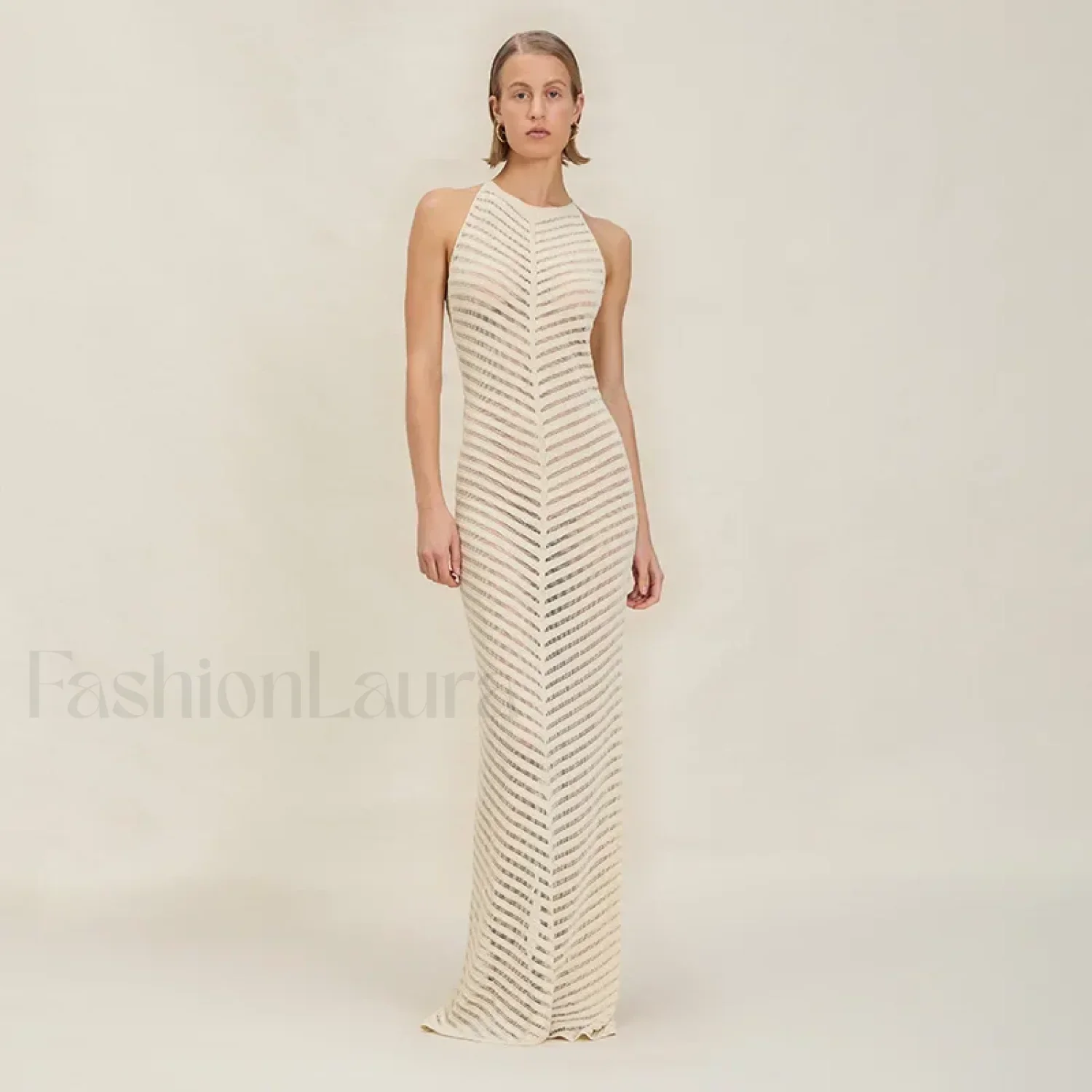 Knitted Hollow Suspender Backless Split Cut Out Cover Up - Image 4