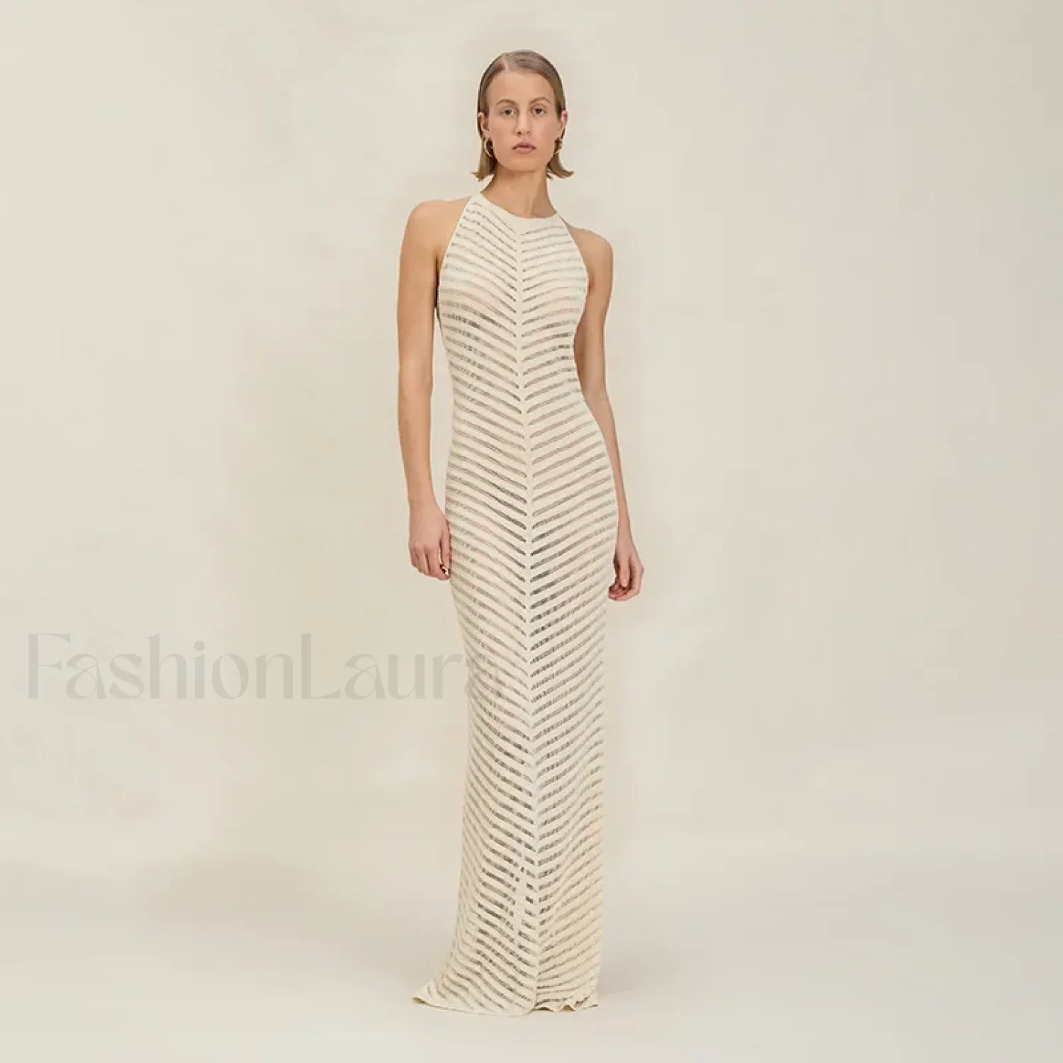 Knitted Hollow Suspender Backless Split Cut Out Cover Up - Image 5