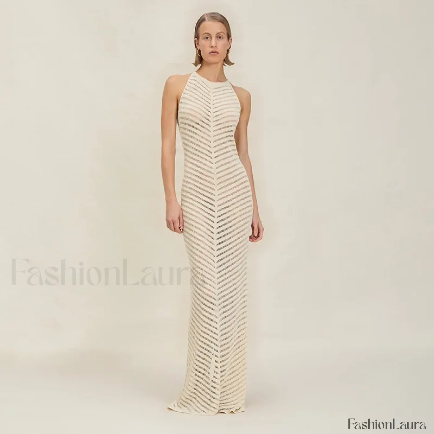Knitted Hollow Suspender Backless Split Cut Out Cover Up - Image 8