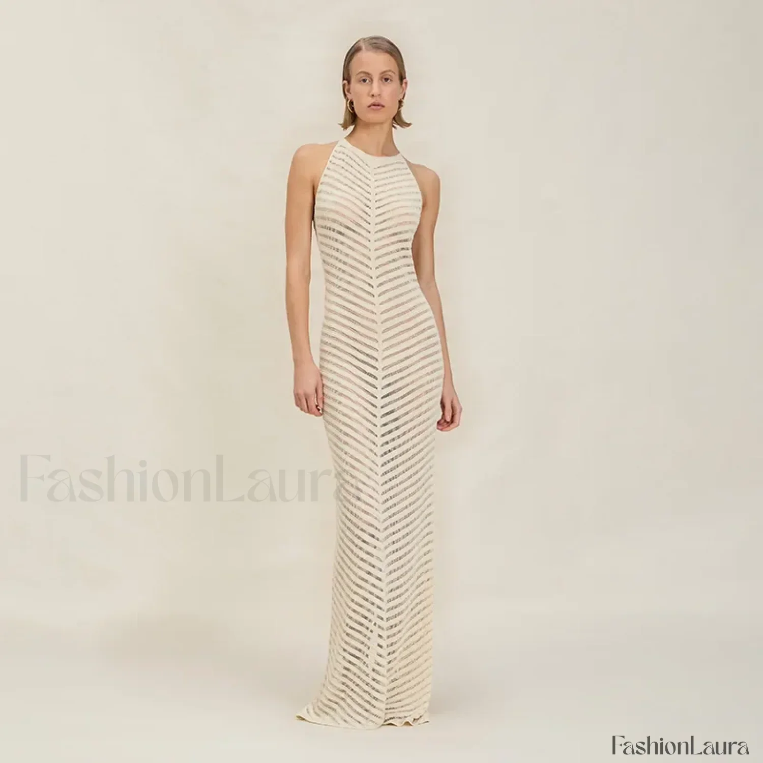 Knitted Hollow Suspender Backless Split Cut Out Cover Up - Image 9