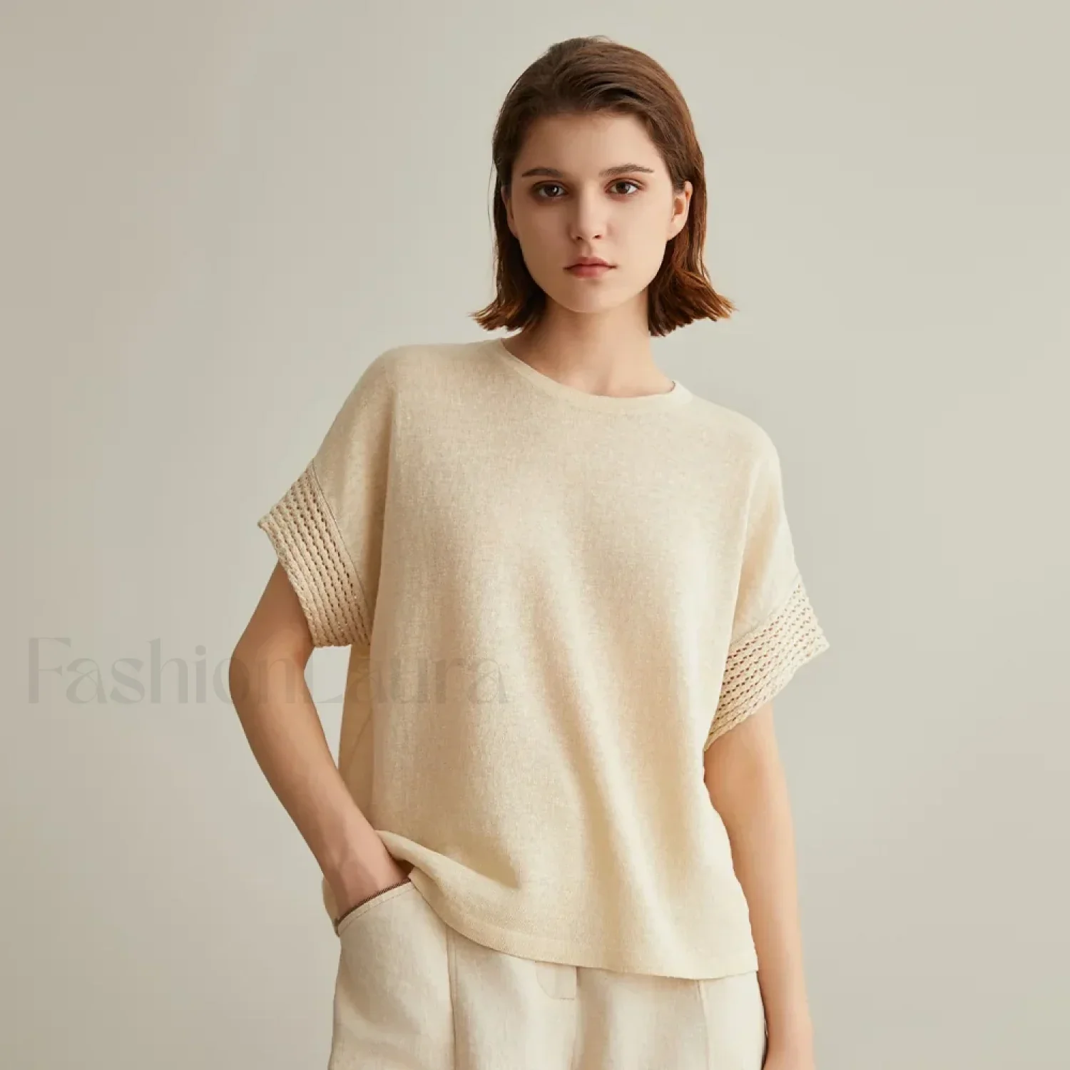 Knitted Pullover Linen Sweater T-Shirt - Image 3