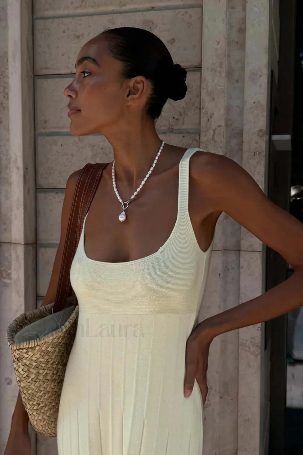 Knitted Sleeveless Halter Strappy Maxi Dress - Image 4