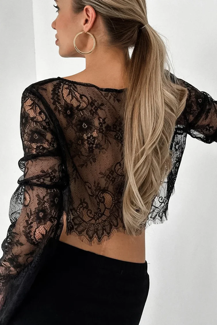 Lace Applique Sheer Tiered Maxi Skirt Set - Image 6