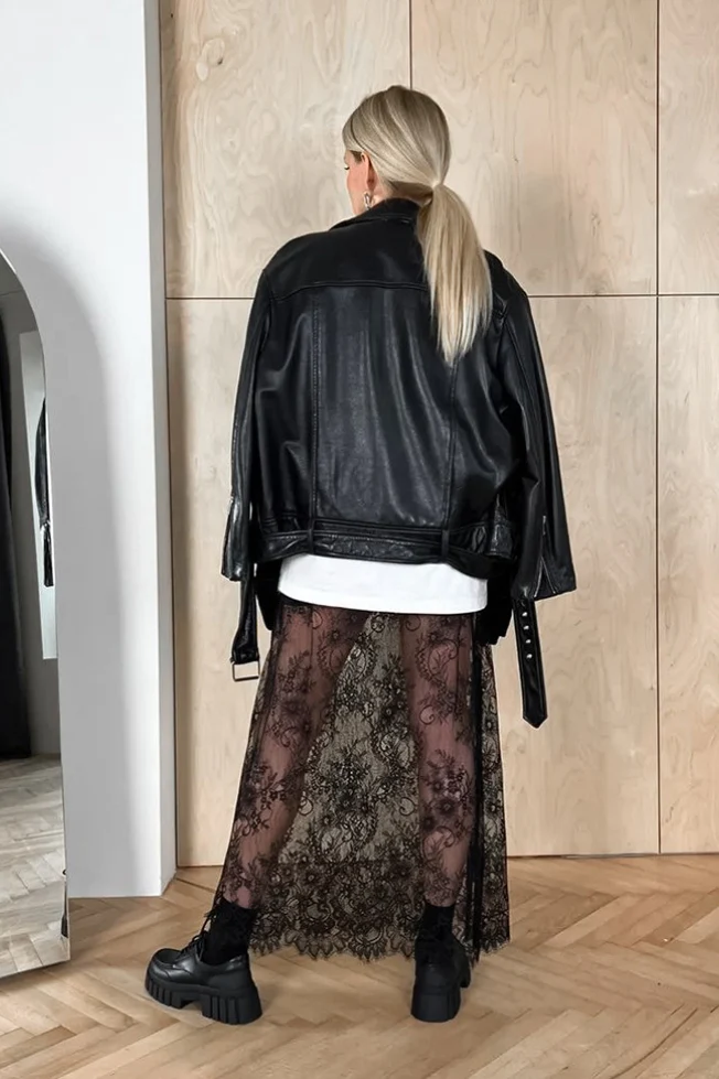 Lace Applique Sheer Tiered Maxi Skirt Set - Image 8