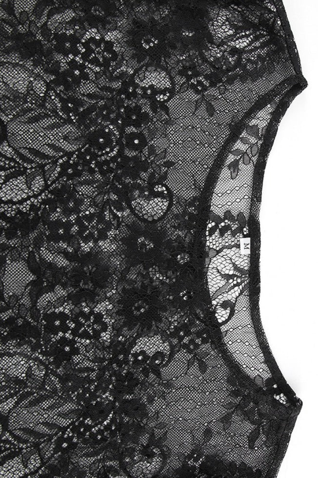 Lace Applique Sheer Tiered Maxi Skirt Set - Image 9