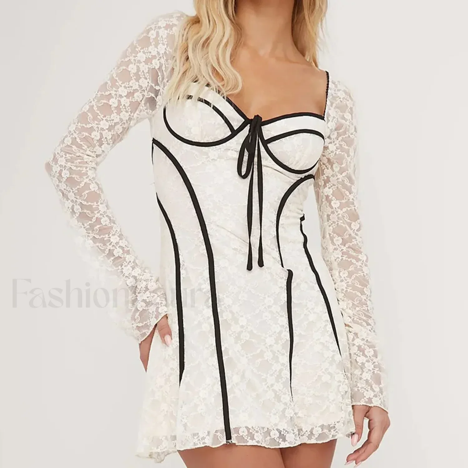 Lace Flared Sleeve Mini Dress - Image 4