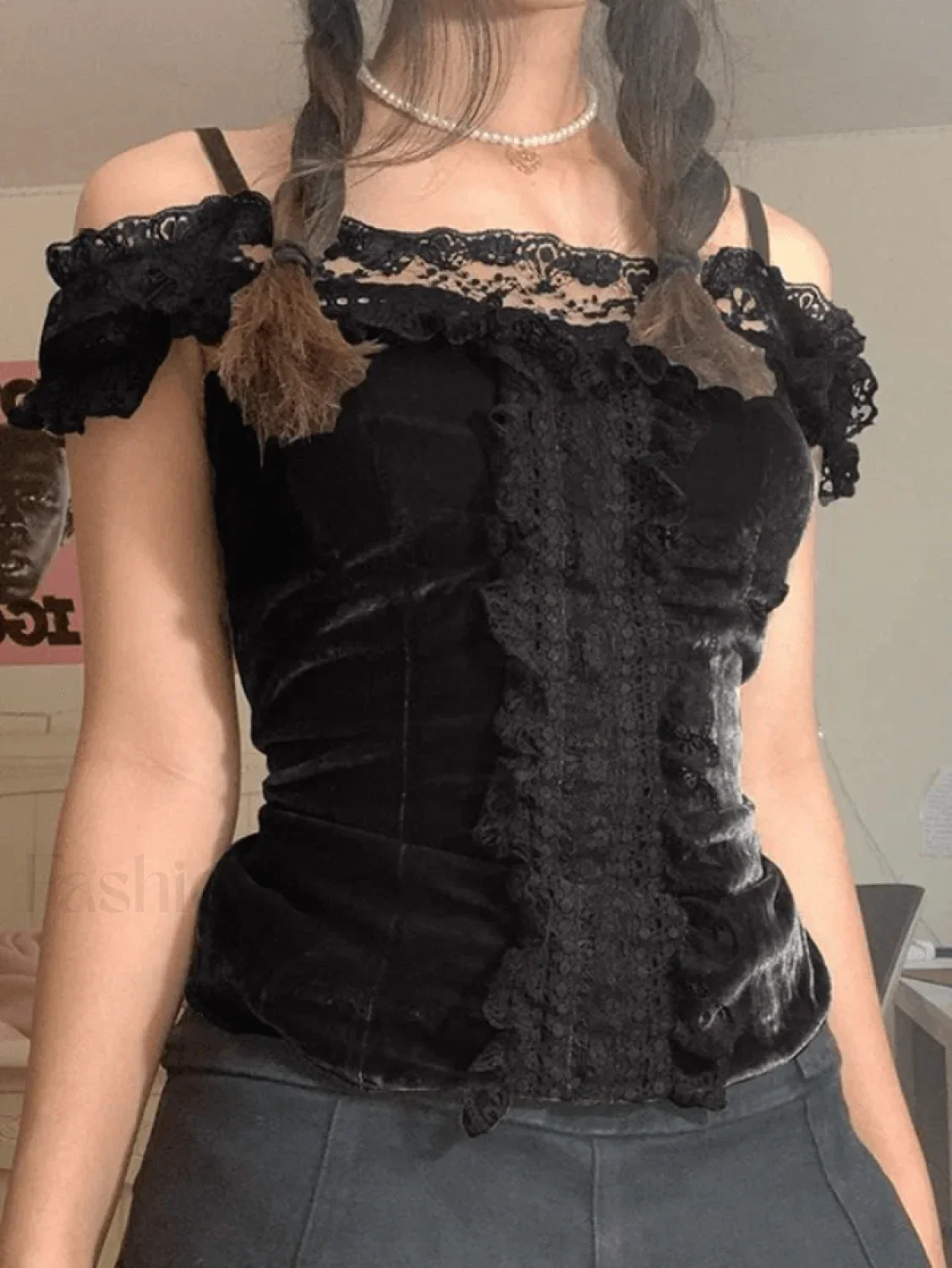 Lace Paneled Bardot Blouse - Image 10