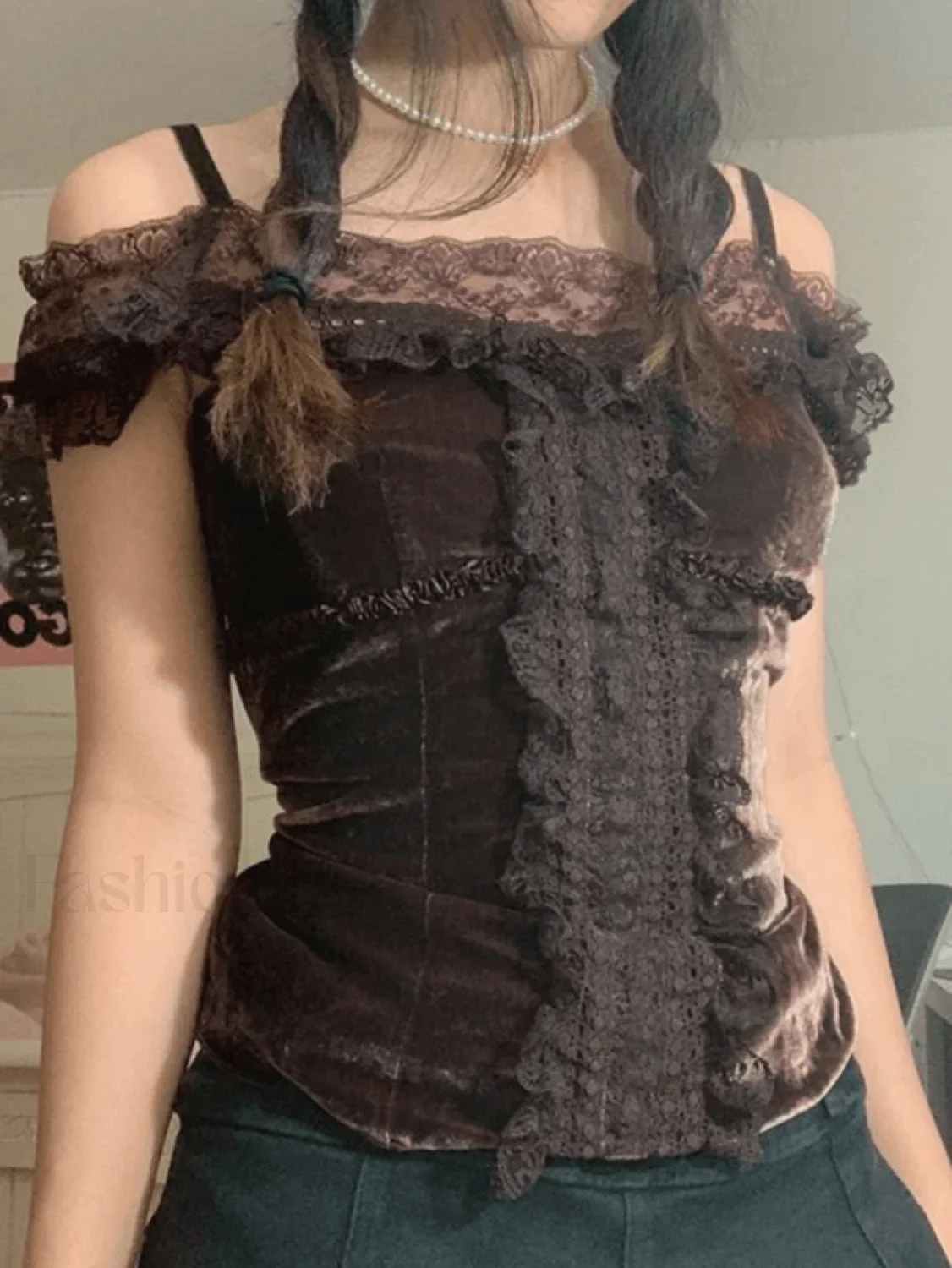 Lace Paneled Bardot Blouse - Image 4