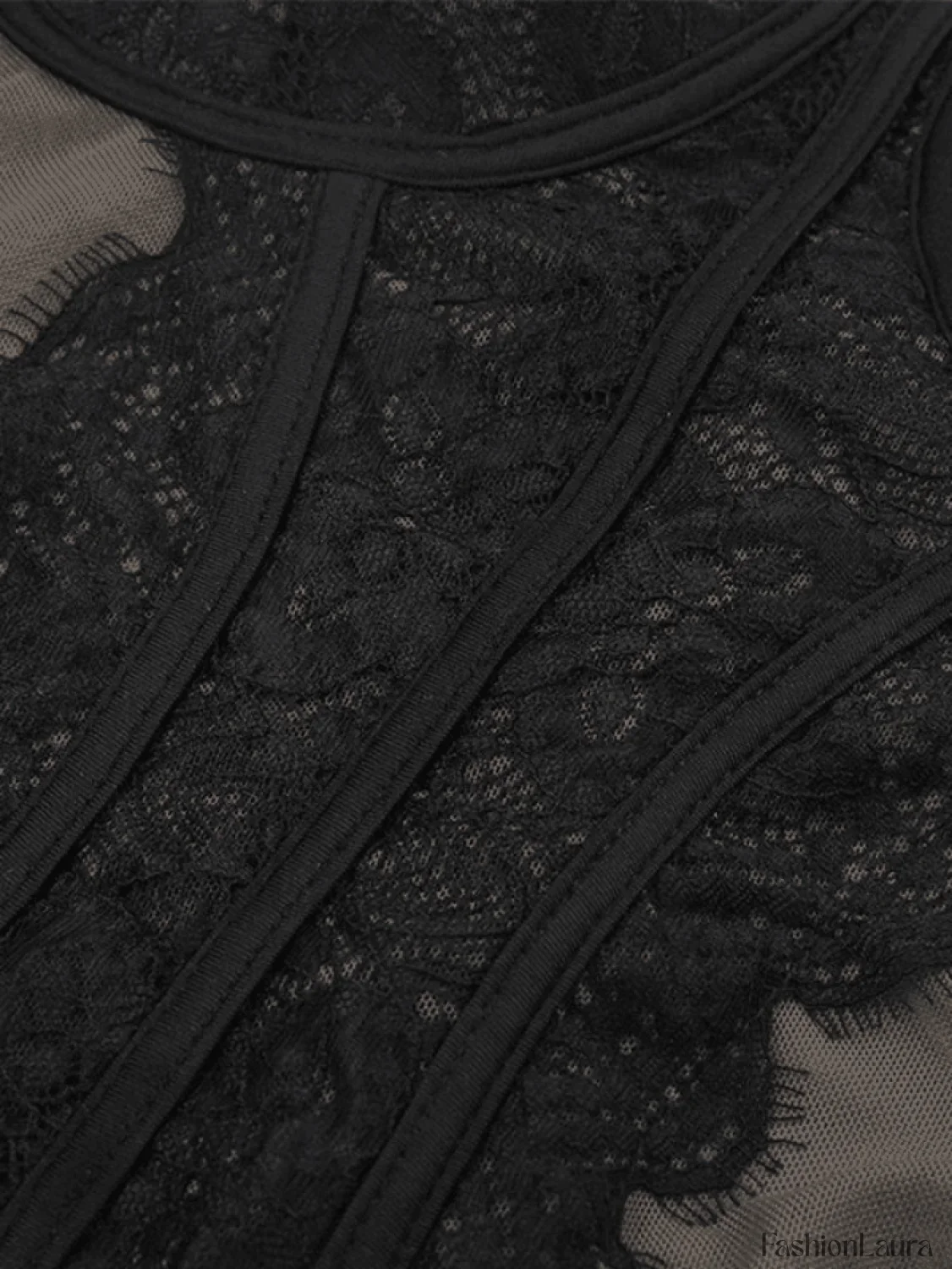 Lace Paneled Mesh Corset Top - Image 18