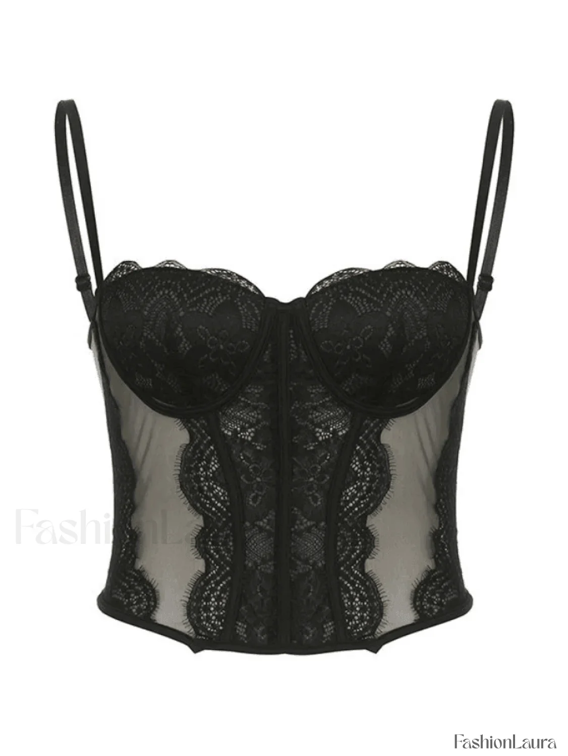 Lace Paneled Mesh Corset Top - Image 21