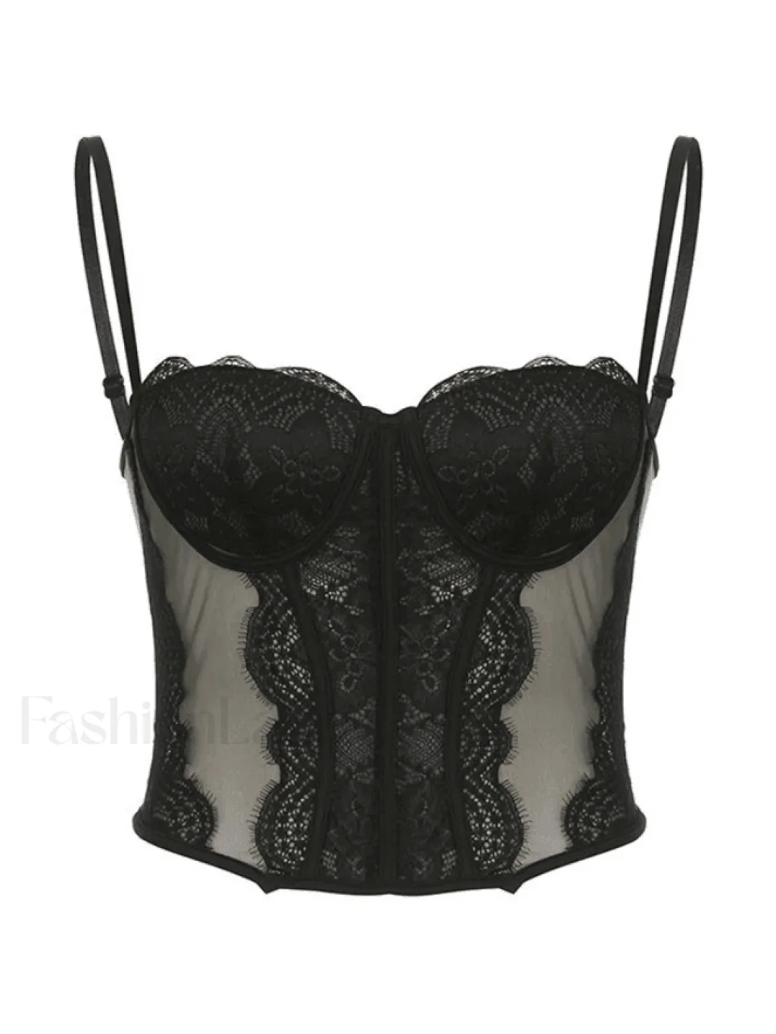 Lace Paneled Mesh Corset Top - Image 6