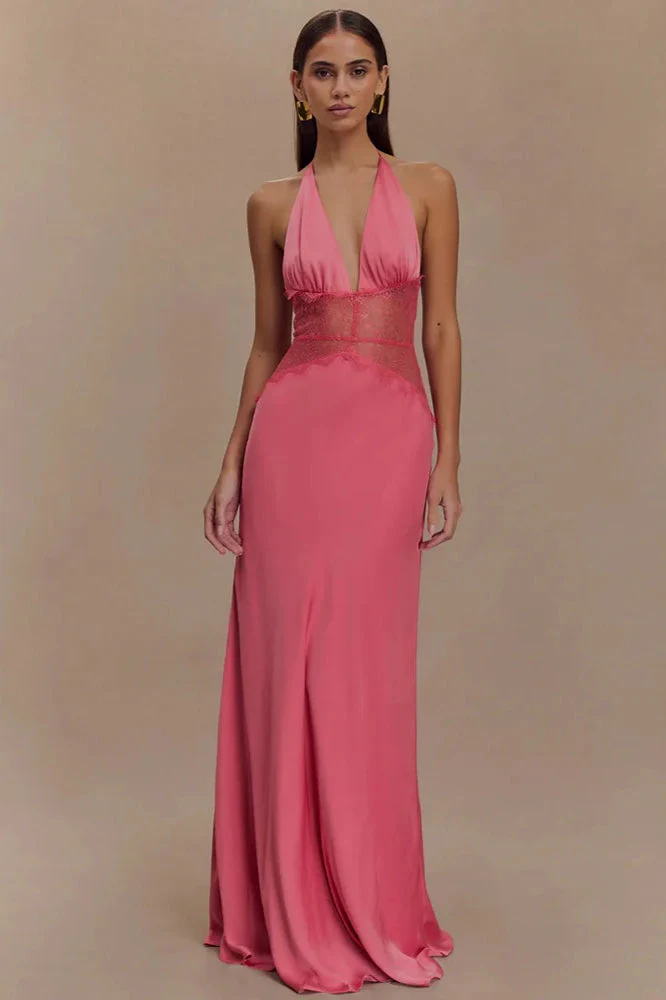 Lace Patchwork Backless Halter Boho Dress - Image 23