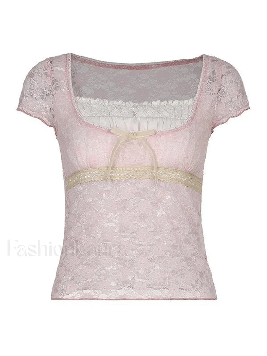 Lace Patchwork Crop Blouse - Image 16