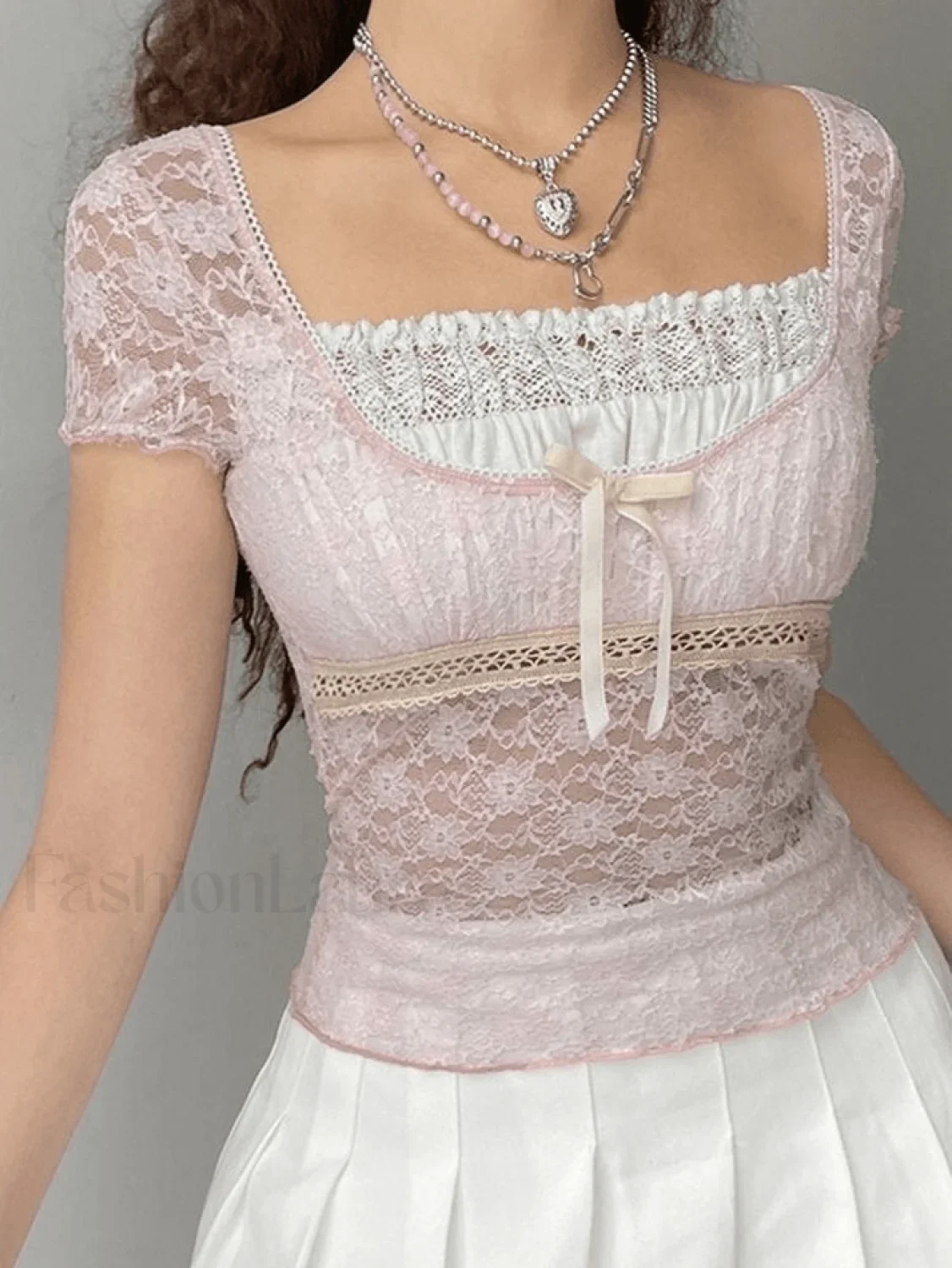 Lace Patchwork Crop Blouse - Image 24