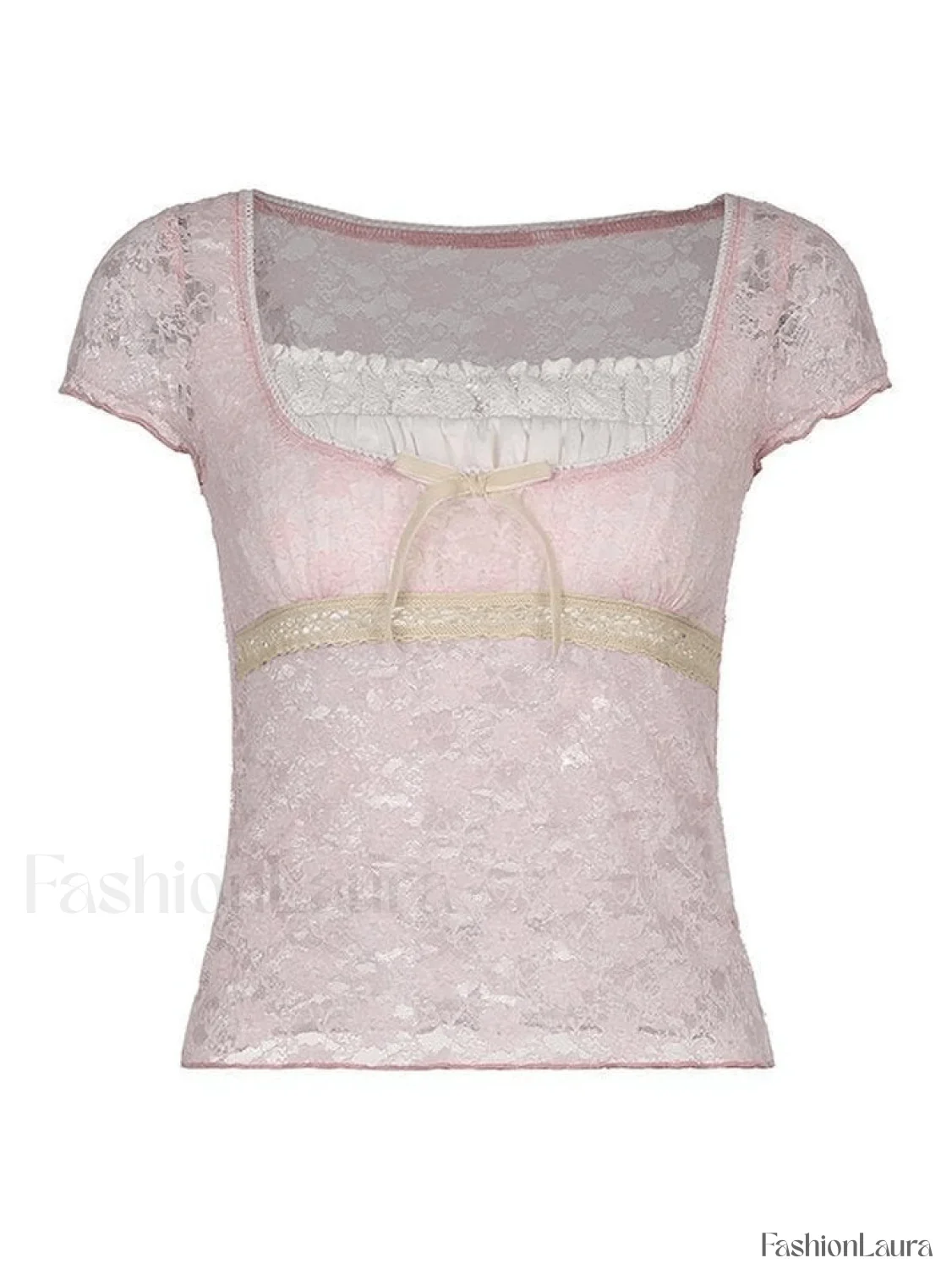 Lace Patchwork Crop Blouse - Image 36