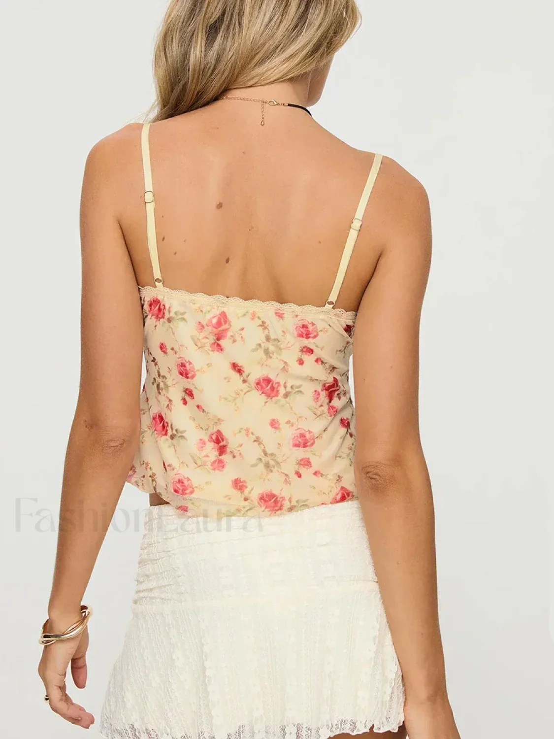 Lace Patchwork Mesh Crop Top - Image 4