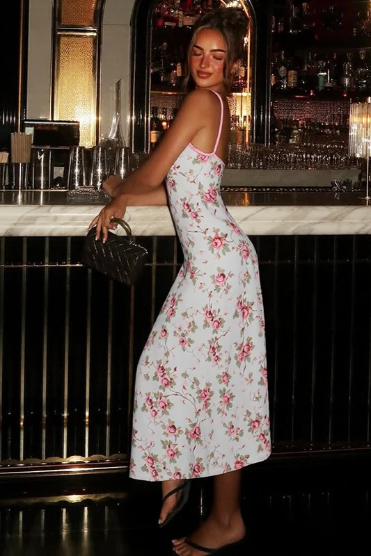 Lace Patchwork Printed V Neck Bodycon Floral Dress - Image 4