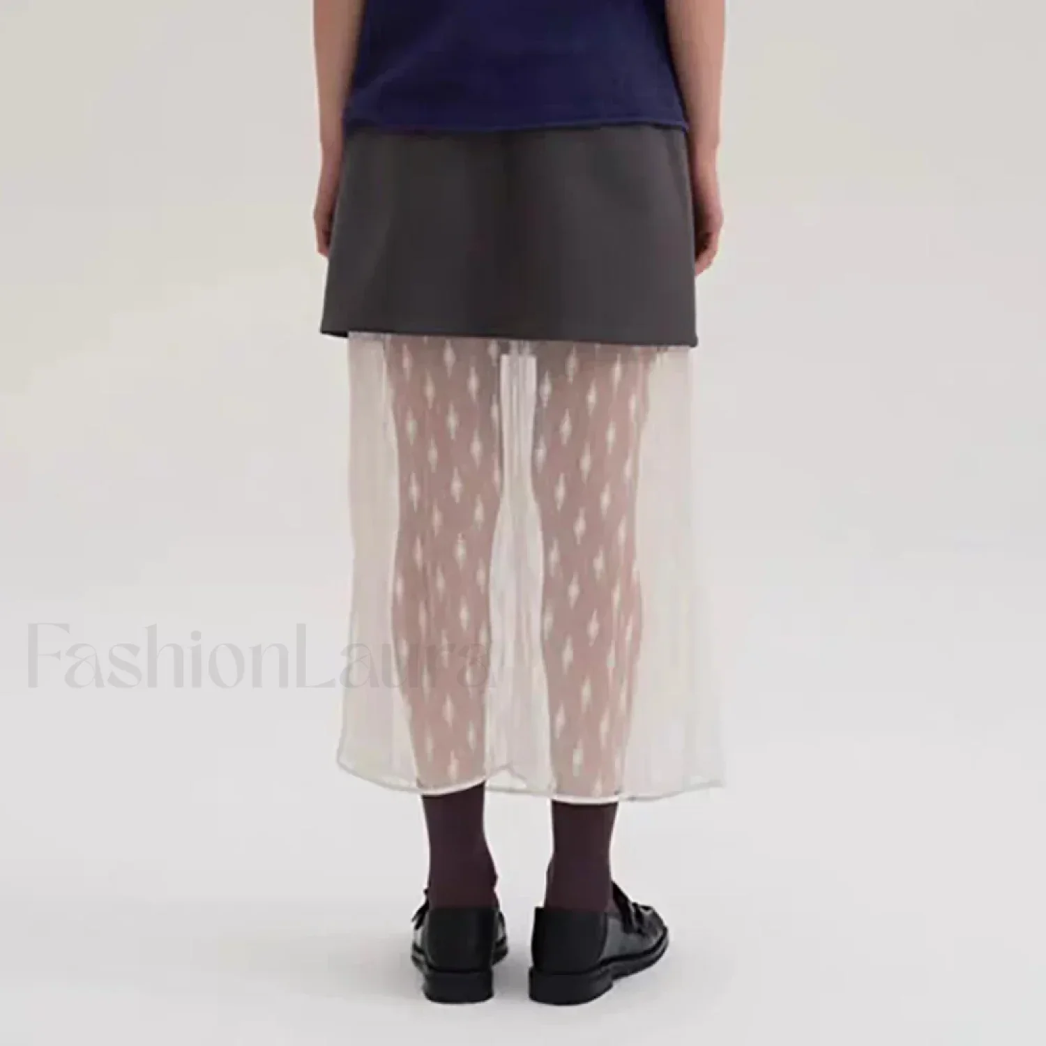 Lace Splicing Straight Zipper Skirt - Image 3