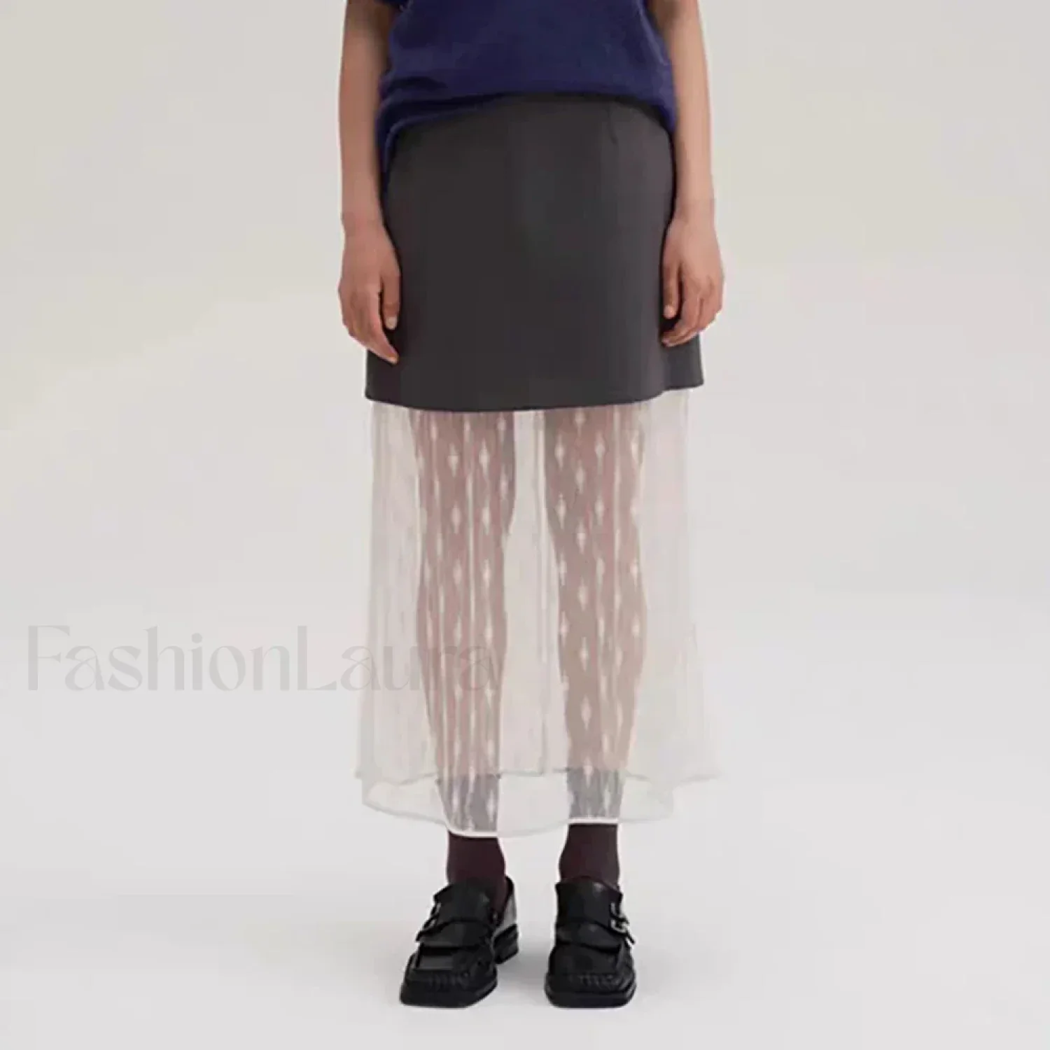 Lace Splicing Straight Zipper Skirt - Image 6