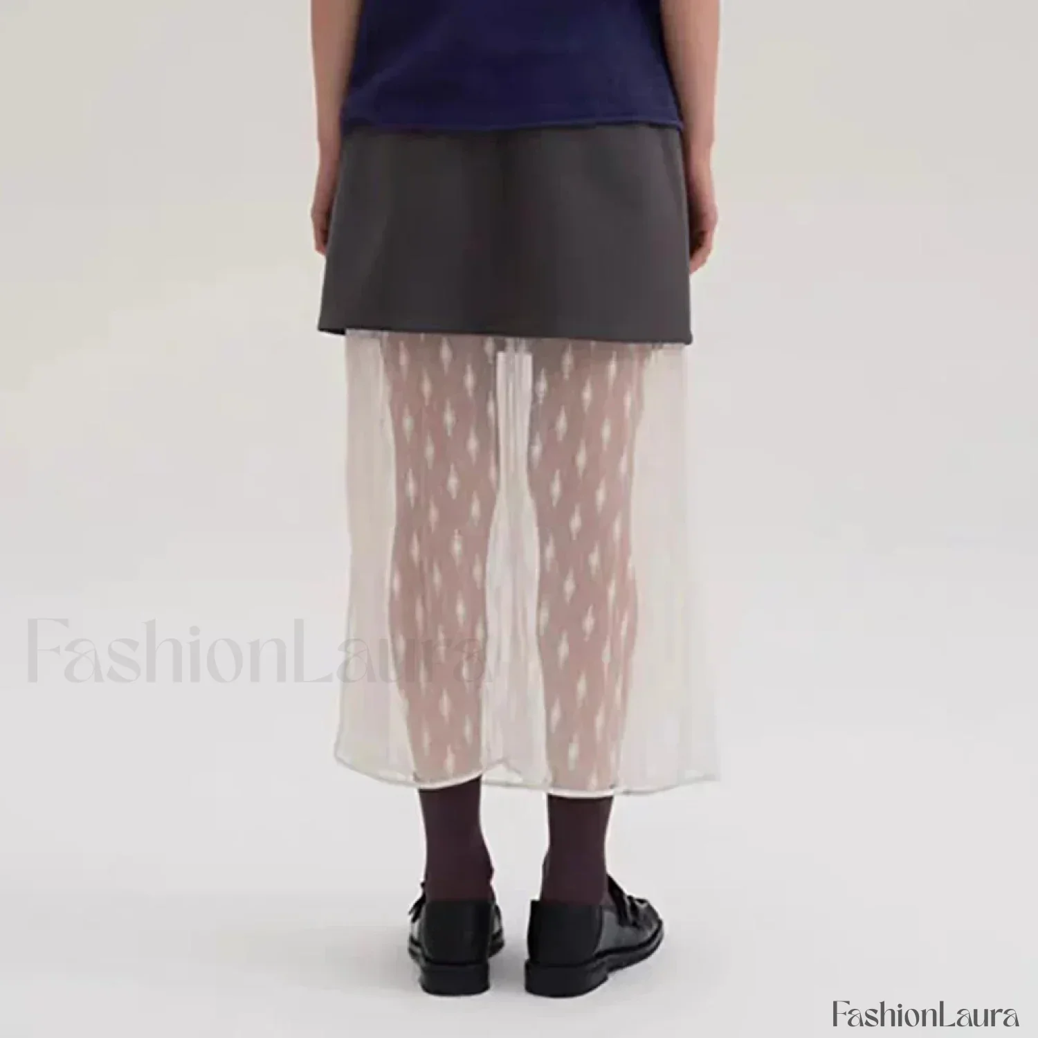 Lace Splicing Straight Zipper Skirt - Image 7