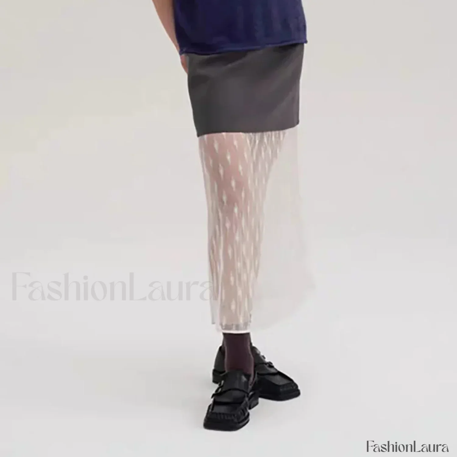 Lace Splicing Straight Zipper Skirt - Image 8